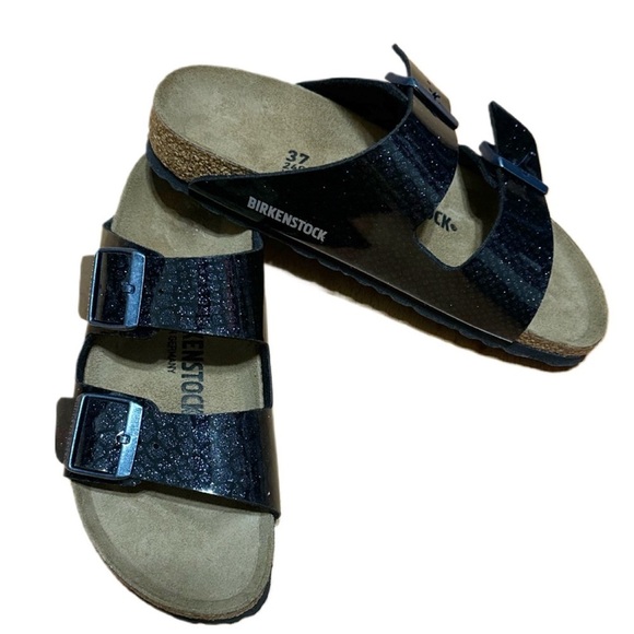 Birkenstock Arizona Women’s Blue  Embossed Snake Print Sandals 6-6.5 New - Picture 1 of 5